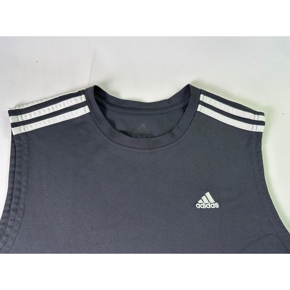 Adidas Sleeveless Shirt Black 3-Stripe Performance Workout Tank Top Men's Small